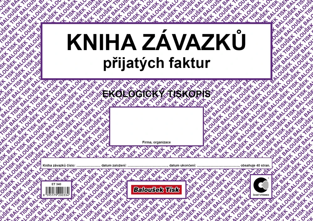 Kniha závazků přijatých faktur ET340