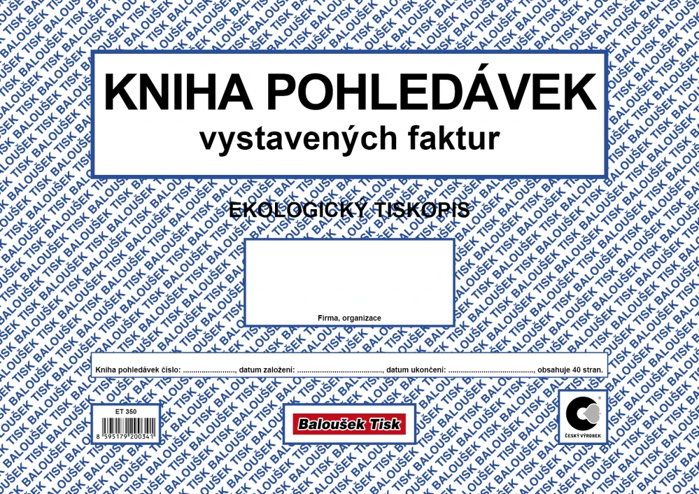 Kniha pohledávek vystavených faktur ET350