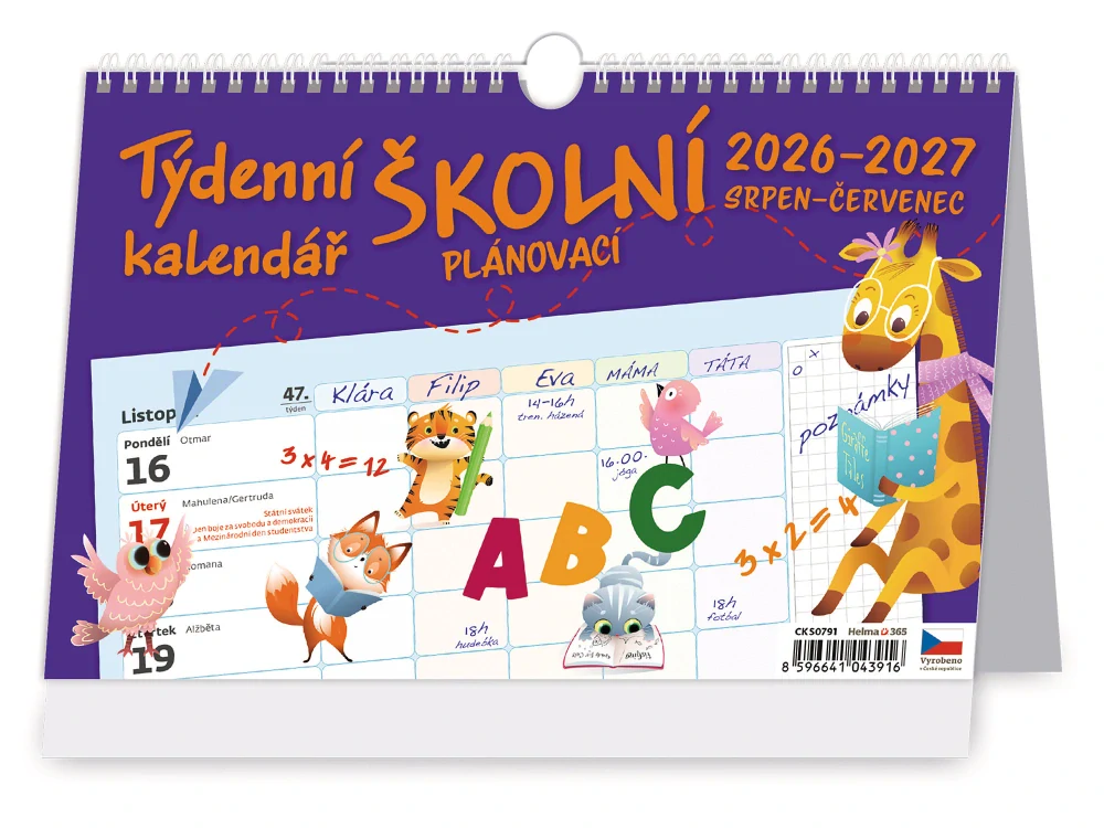 Kalendář stolní/nástěnný Týdenní školní plánovací CKS0791