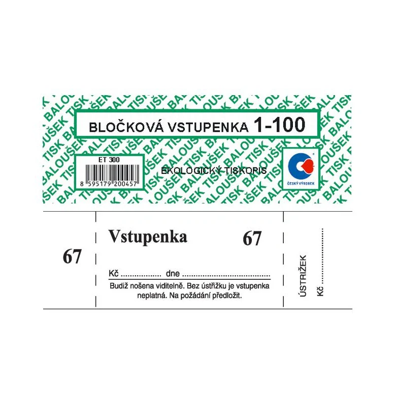 Bločková vstupenka ET300