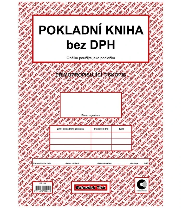 Pokladní kniha bez DPH PT238