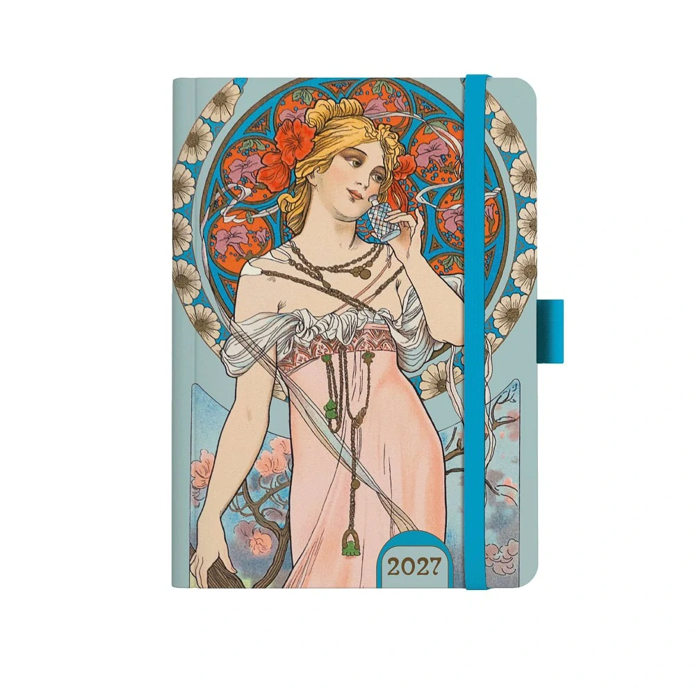 Diář denní A5 Alfons Mucha modrý - blok David