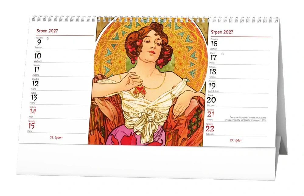 Kalendář stolní Alfons Mucha 14-denní BSH13