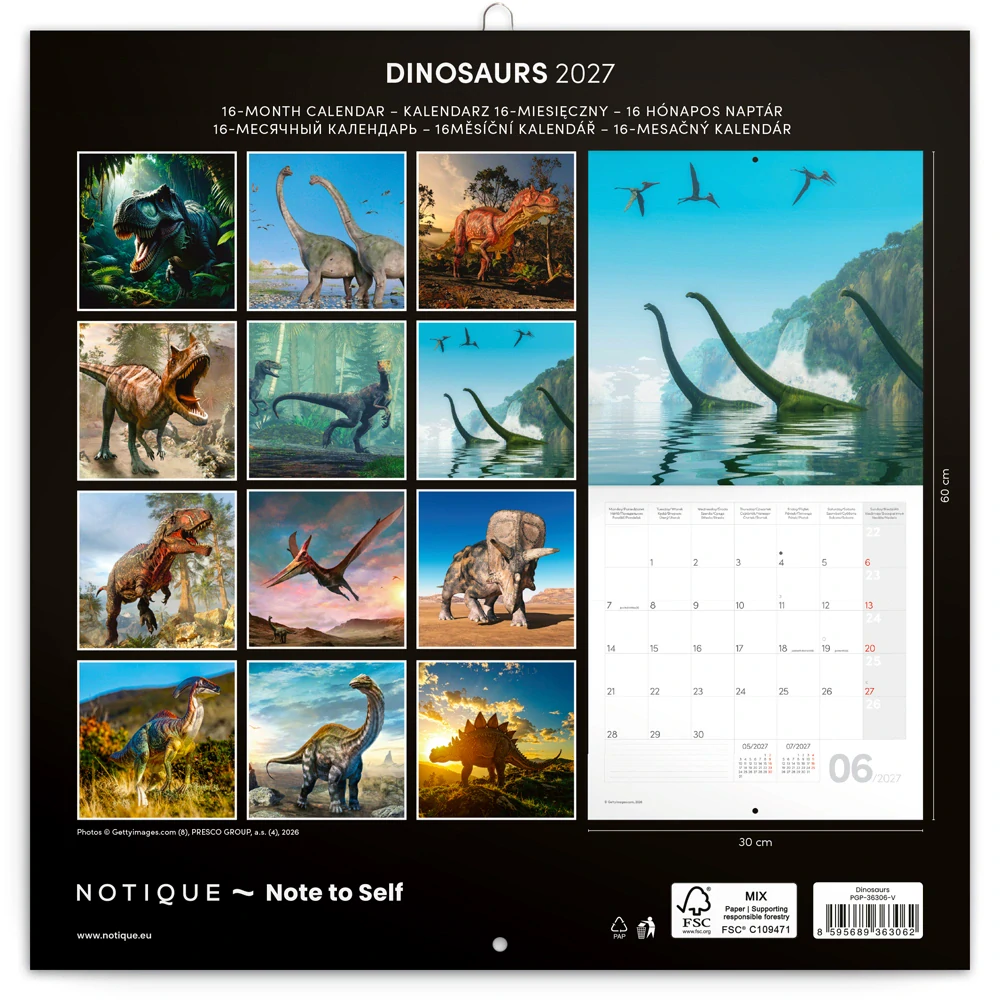 Kalendář nástěnný Dinosauři PGP-36306