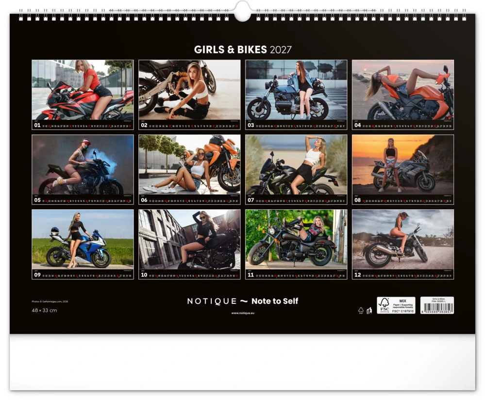 Kalendář nástěnný Girls & Bikes PGN-36385