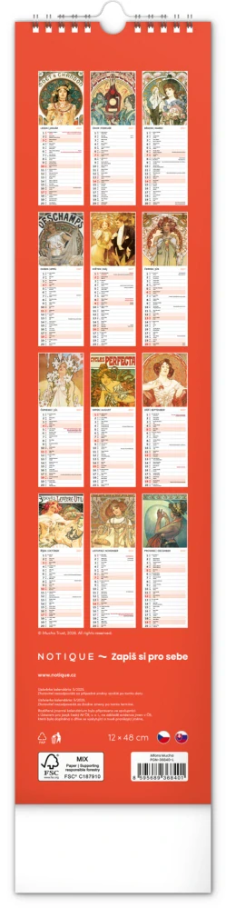 Kalendář nástěnný Alfons Mucha - Vázanka