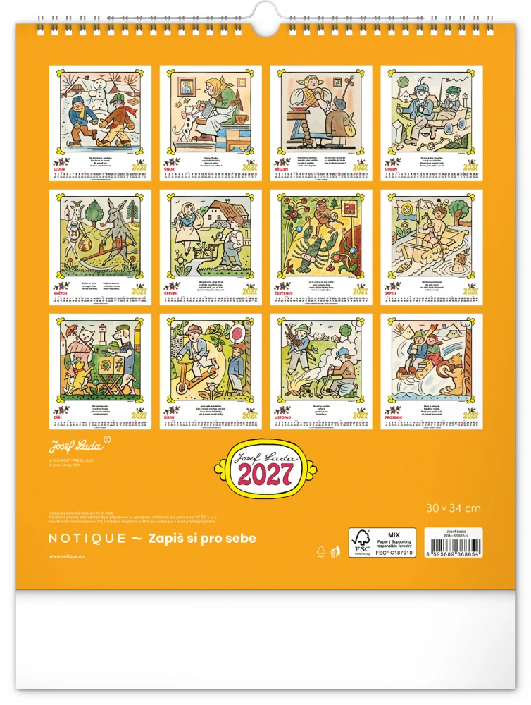 Kalendář nástěnný Josef Lada / Říkadla PGN-35744