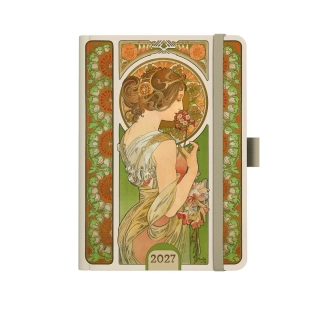 Diář denní A5 Alfons Mucha zelený - blok David